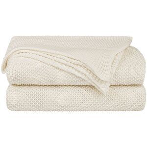 Cotton Knit Blanket Soft Lightweight Throw Blanket for Sofa Couch Beige